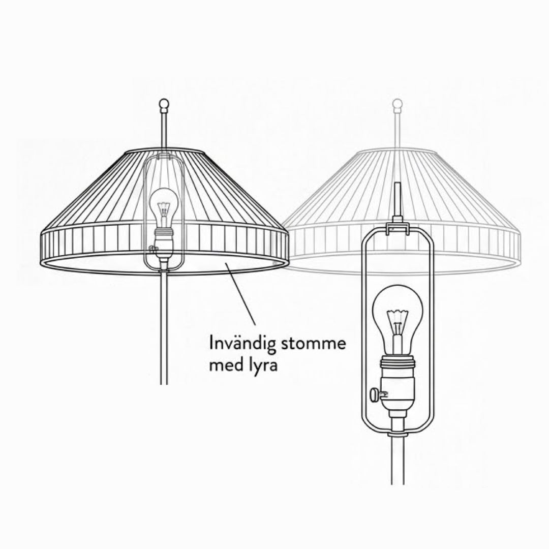 Lampskärm med centrumhål för harp eller lyra